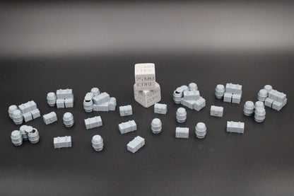Tabletop Terrain Barrel Crate Chest Scatter Loot Marker Dnd RPG Wargame Skirmish 28mm