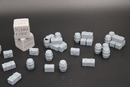 Tabletop Terrain Barrel Crate Chest Scatter Loot Marker Dnd RPG Wargame Skirmish 28mm