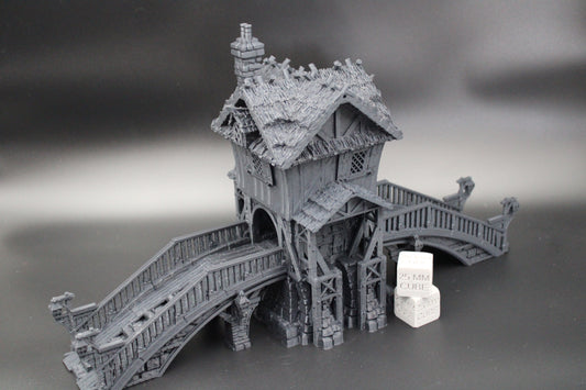 Tabletop Terrain Fantasy Toll Bridge Tower Overpass Dnd RPG wargame skirmish 28mm