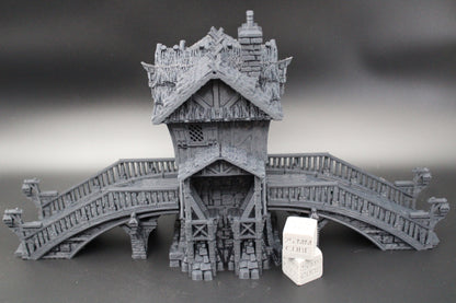 Tabletop Terrain Fantasy Toll Bridge Tower Overpass Dnd RPG wargame skirmish 28mm