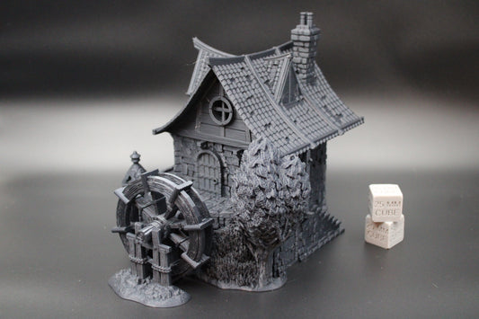 Tabletop Terrain Fantasy Water Wheel Mill Sawmill Workshop Dnd RPG wargame skirmish 28mm