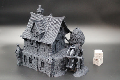 Tabletop Terrain Fantasy Water Wheel Mill Sawmill Workshop Dnd RPG wargame skirmish 28mm