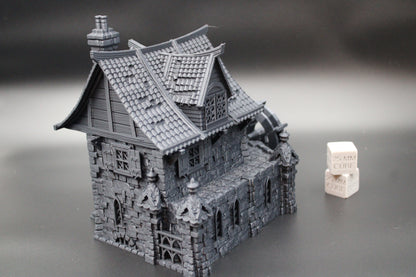 Tabletop Terrain Fantasy Water Wheel Mill Sawmill Workshop Dnd RPG wargame skirmish 28mm