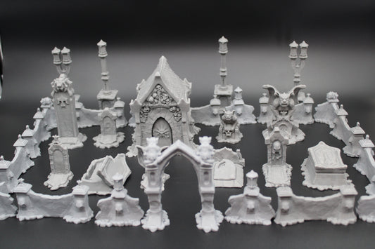 Tabletop Terrain Cemetery Set With Crypt Dnd RPG wargame skirmish 28mm Spider