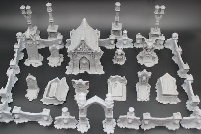 Tabletop Terrain Cemetery Set With Crypt Dnd RPG wargame skirmish 28mm Spider
