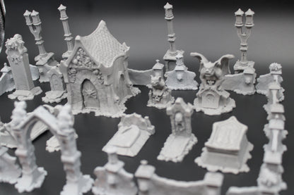 Tabletop Terrain Cemetery Set With Crypt Dnd RPG wargame skirmish 28mm Spider