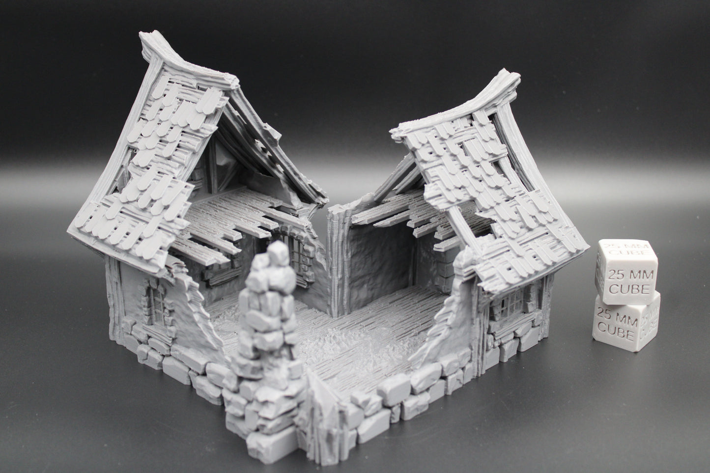 Tabletop Terrain Fantasy Medieval 7x7x6 Stone House Ruin Dnd RPG Wargame Skirmish 28mm