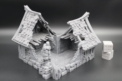 Tabletop Terrain Fantasy Medieval 7x7x6 Stone House Ruin Dnd RPG Wargame Skirmish 28mm