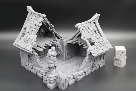 Tabletop Terrain Fantasy Medieval 7x7x6 Stone House Ruin Dnd RPG Wargame Skirmish 28mm