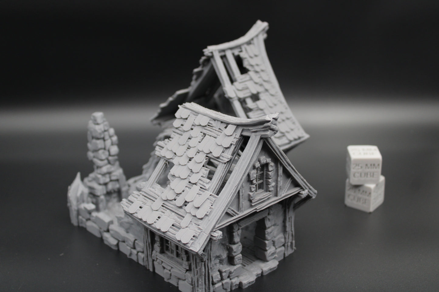 Tabletop Terrain Fantasy Medieval 7x7x6 Stone House Ruin Dnd RPG Wargame Skirmish 28mm