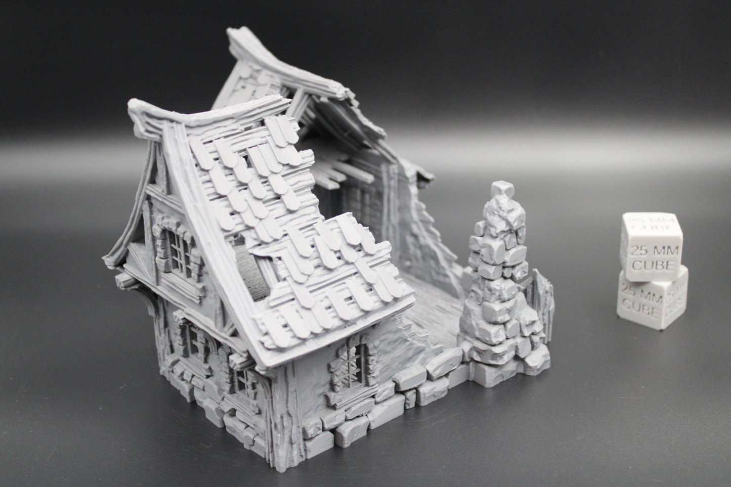 Tabletop Terrain Fantasy Medieval 7x7x6 Stone House Ruin Dnd RPG Wargame Skirmish 28mm