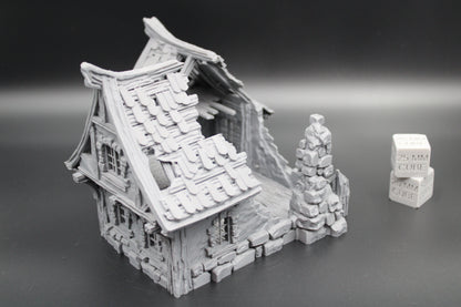 Tabletop Terrain Fantasy Medieval 7x7x6 Stone House Ruin Dnd RPG Wargame Skirmish 28mm