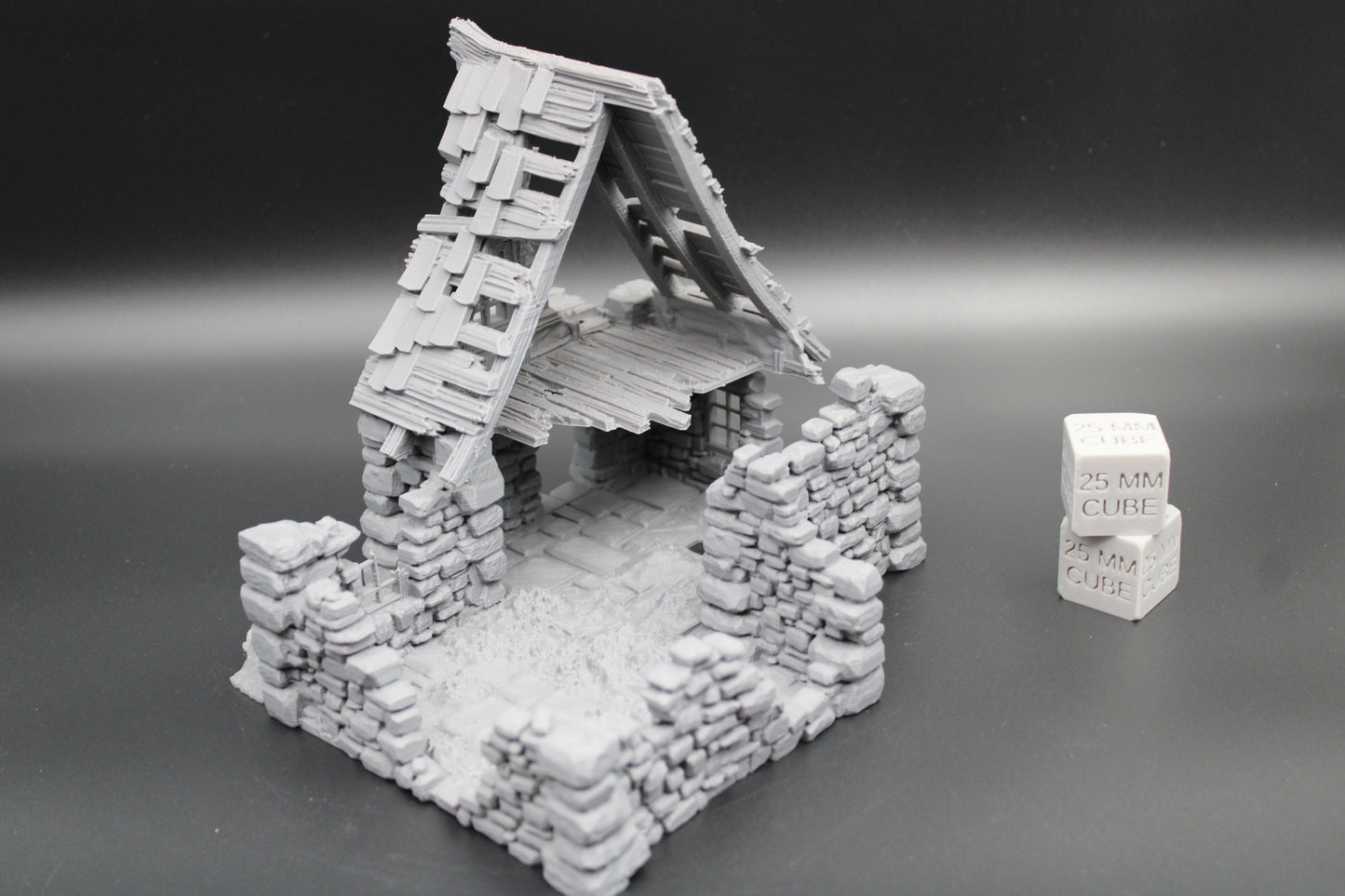 Tabletop Terrain Fantasy Medieval 7-1/2x7x6 Stone House Ruin Dnd RPG Wargame Skirmish 28mm