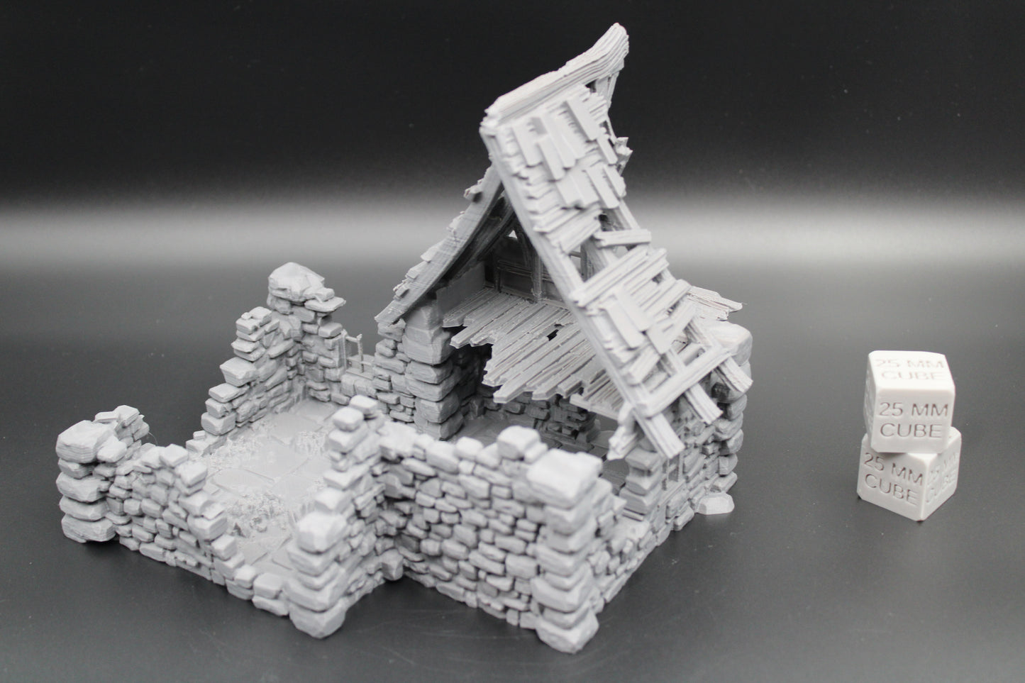 Tabletop Terrain Fantasy Medieval 7-1/2x7x6 Stone House Ruin Dnd RPG Wargame Skirmish 28mm