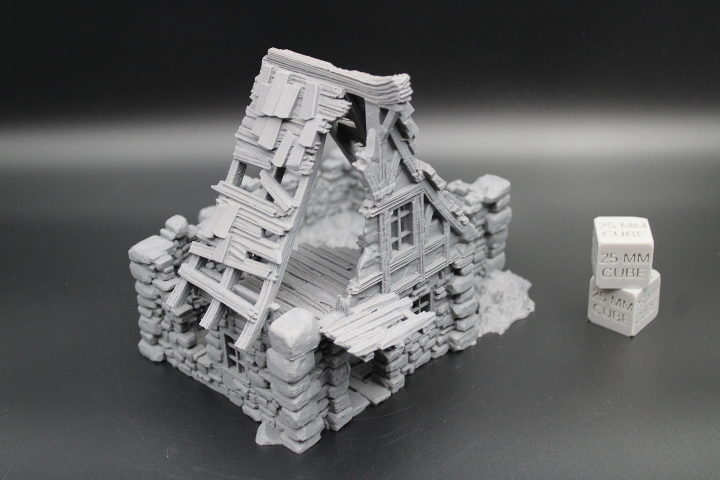 Tabletop Terrain Fantasy Medieval 7-1/2x7x6 Stone House Ruin Dnd RPG Wargame Skirmish 28mm