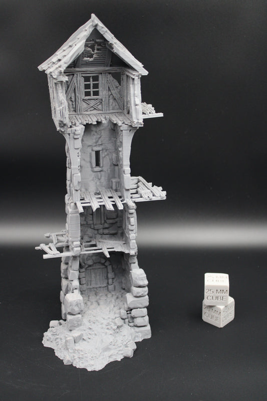 Tabletop Terrain Fantasy Medieval 6x5x12-1/2 Tower Ruin Dnd RPG Wargame Skirmish 28mm