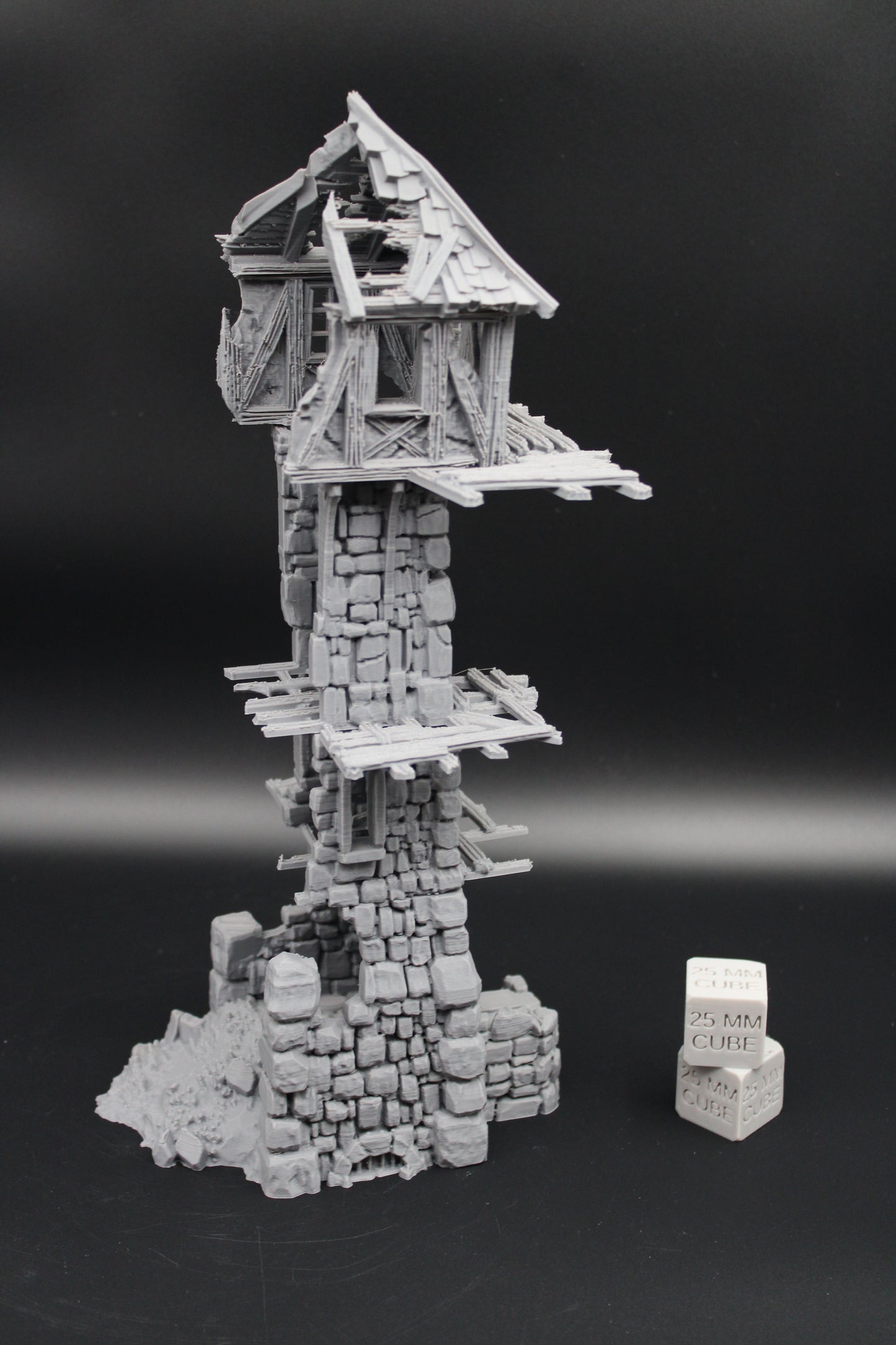 Tabletop Terrain Fantasy Medieval 6x5x12-1/2 Tower Ruin Dnd RPG Wargame Skirmish 28mm