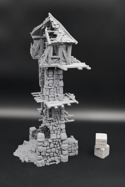 Tabletop Terrain Fantasy Medieval 6x5x12-1/2 Tower Ruin Dnd RPG Wargame Skirmish 28mm