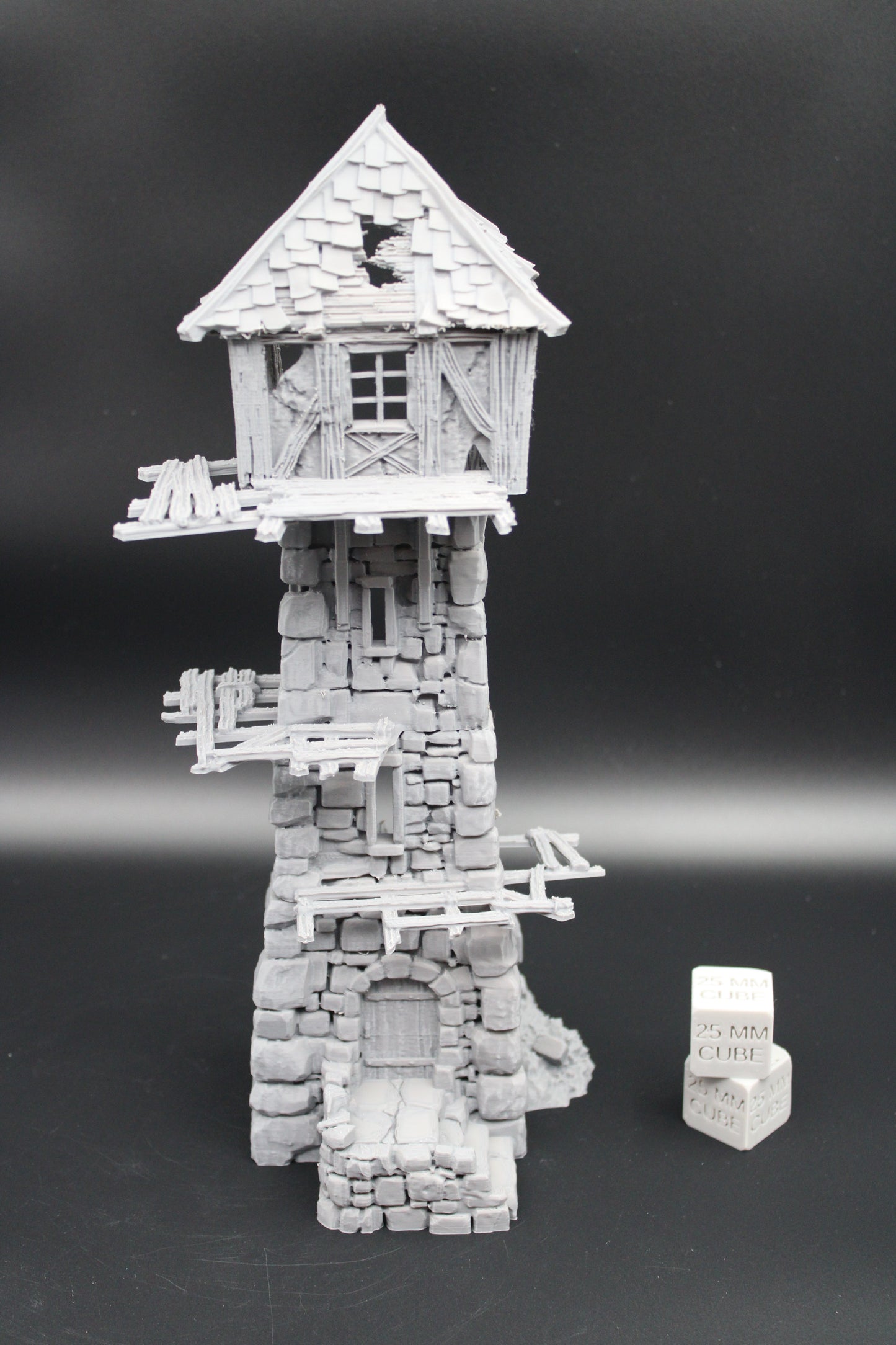 Tabletop Terrain Fantasy Medieval 6x5x12-1/2 Tower Ruin Dnd RPG Wargame Skirmish 28mm