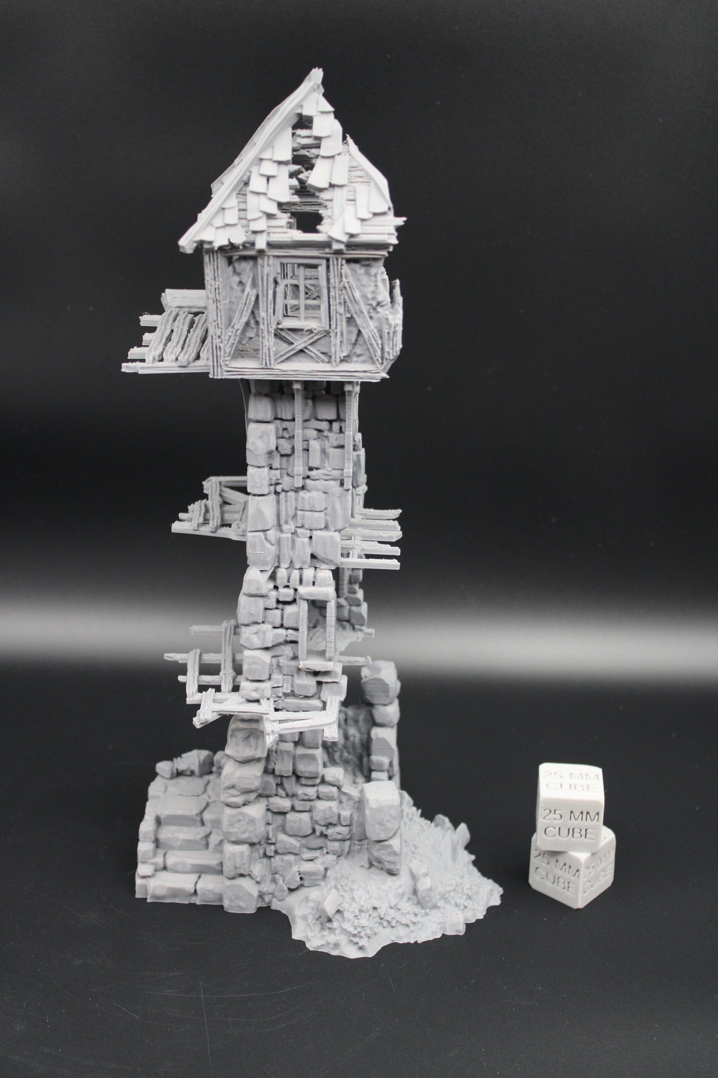 Tabletop Terrain Fantasy Medieval 6x5x12-1/2 Tower Ruin Dnd RPG Wargame Skirmish 28mm