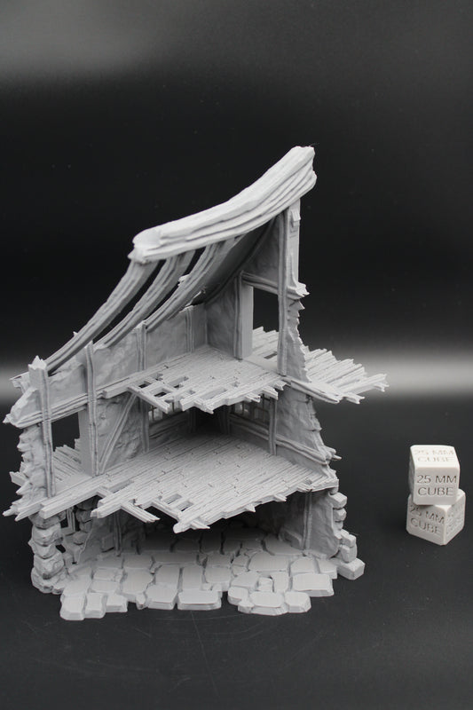 Tabletop Terrain Fantasy Medieval 6x7x9 House Ruin Dnd RPG Wargame Skirmish 28mm