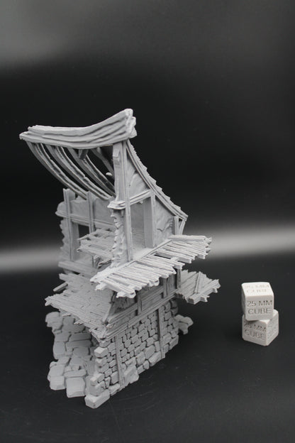 Tabletop Terrain Fantasy Medieval 6x7x9 House Ruin Dnd RPG Wargame Skirmish 28mm
