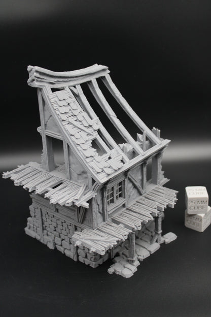 Tabletop Terrain Fantasy Medieval 6x7x9 House Ruin Dnd RPG Wargame Skirmish 28mm