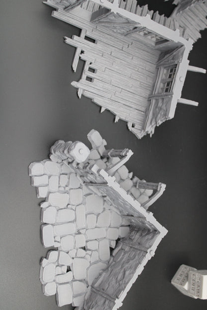 Tabletop Terrain Fantasy Medieval 6x7x9 House Ruin Dnd RPG Wargame Skirmish 28mm