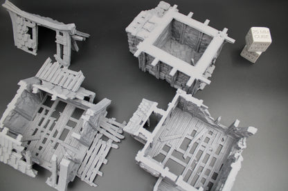 Tabletop Terrain Fantasy Medieval Storehouse Carriage Barn Ruin Dnd RPG Wargame Skirmish