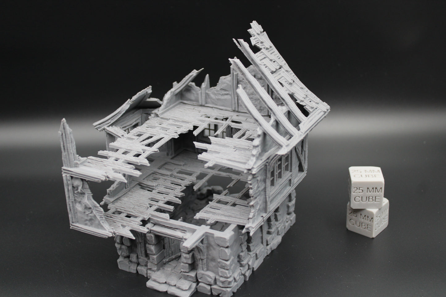 Tabletop Terrain Fantasy Medieval 6-1/2x6x7 House Ruin Dnd RPG Wargame Skirmish 28mm