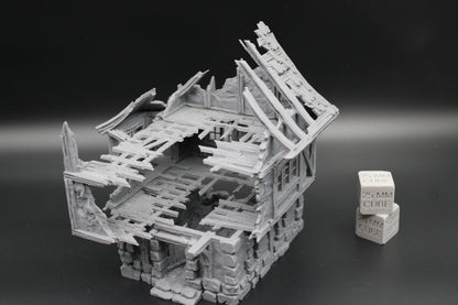 Tabletop Terrain Fantasy Medieval 6-1/2x6x7 House Ruin Dnd RPG Wargame Skirmish 28mm