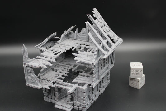 Tabletop Terrain Fantasy Medieval 6-1/2x6x7 House Ruin Dnd RPG Wargame Skirmish 28mm