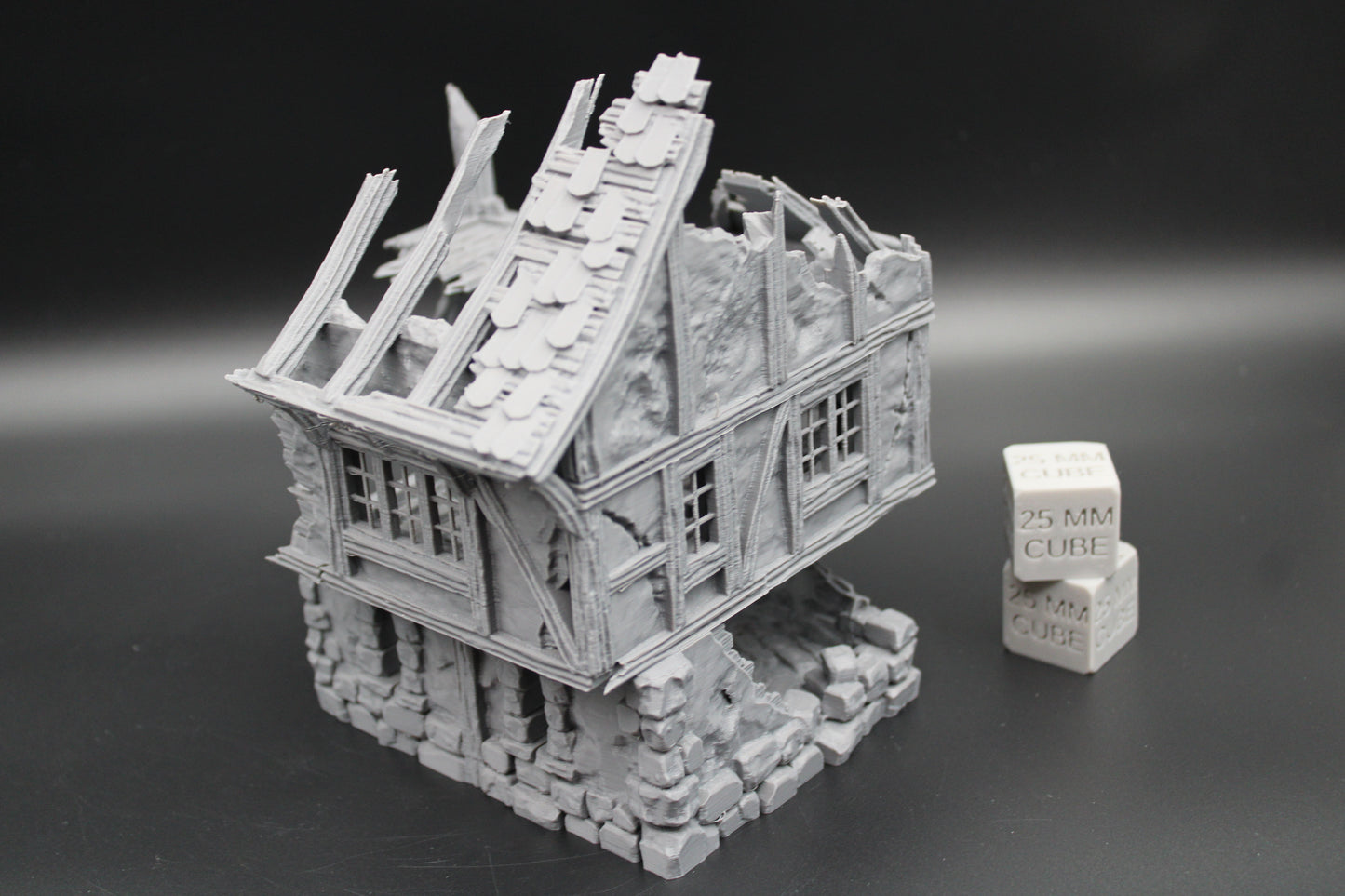 Tabletop Terrain Fantasy Medieval 6-1/2x6x7 House Ruin Dnd RPG Wargame Skirmish 28mm