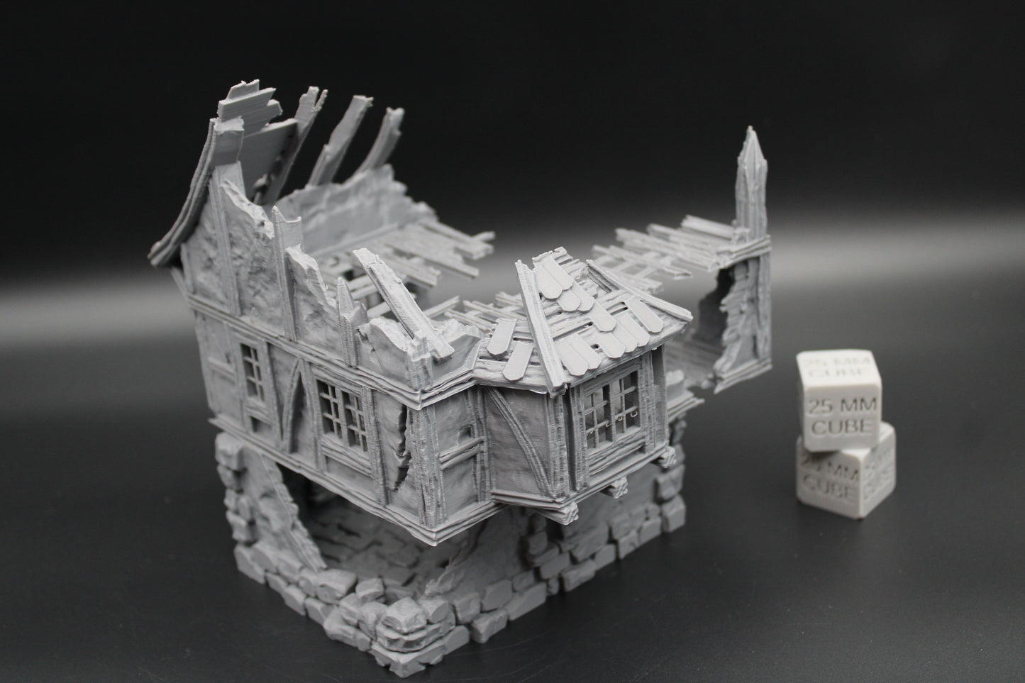 Tabletop Terrain Fantasy Medieval 6-1/2x6x7 House Ruin Dnd RPG Wargame Skirmish 28mm
