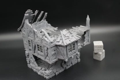 Tabletop Terrain Fantasy Medieval 6-1/2x6x7 House Ruin Dnd RPG Wargame Skirmish 28mm