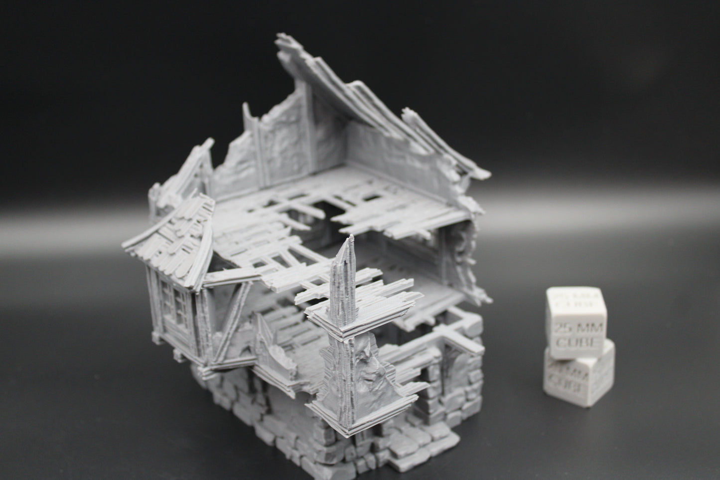Tabletop Terrain Fantasy Medieval 6-1/2x6x7 House Ruin Dnd RPG Wargame Skirmish 28mm
