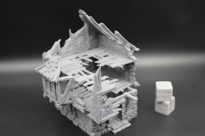 Tabletop Terrain Fantasy Medieval 6-1/2x6x7 House Ruin Dnd RPG Wargame Skirmish 28mm