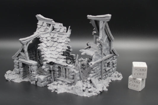 Tabletop Terrain Fantasy Medieval 8-1/2x6-1/2x6 Tavern Ruin Dnd RPG Wargame Skirmish