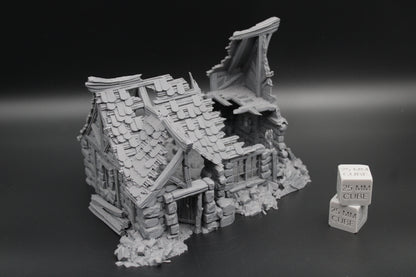 Tabletop Terrain Fantasy Medieval 8-1/2x6-1/2x6 Tavern Ruin Dnd RPG Wargame Skirmish