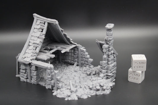 Tabletop Terrain Fantasy Medieval 8x6x5 House Ruin Dnd RPG Wargame Skirmish