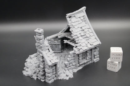 Tabletop Terrain Fantasy Medieval 8x6x5 House Ruin Dnd RPG Wargame Skirmish