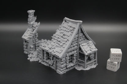 Tabletop Terrain Fantasy Medieval 8x6x5 House Ruin Dnd RPG Wargame Skirmish