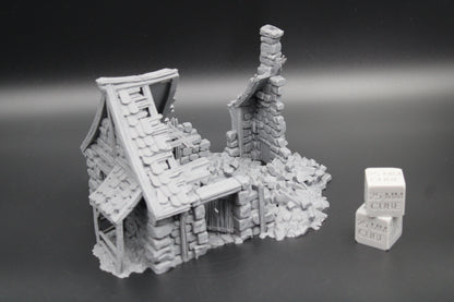 Tabletop Terrain Fantasy Medieval 8x6x5 House Ruin Dnd RPG Wargame Skirmish