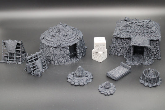 Tabletop Terrain Stone Earth Village Huts Viking Germanic Highland Dnd RPG Skirmish