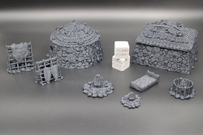 Tabletop Terrain Stone Earth Village Huts Viking Germanic Highland Dnd RPG Skirmish