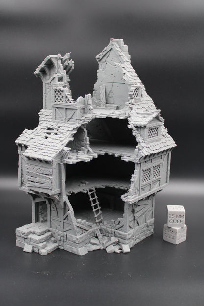 Tabletop Terrain Large Ruin 4 story Medieval House Dnd RPG wargame skirmish 28mm
