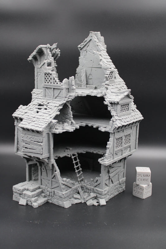 Tabletop Terrain Large Ruin 4 story Medieval House Dnd RPG wargame skirmish 28mm