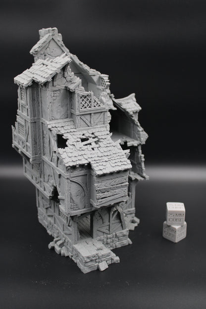 Tabletop Terrain Large Ruin 4 story Medieval House Dnd RPG wargame skirmish 28mm