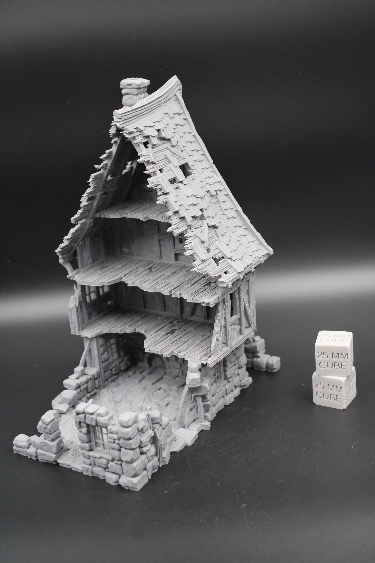 Tabletop Terrain Fantasy Medieval 7-1/2x6x9-1/2 Stone House Ruin Dnd RPG Wargame Skirmish 28mm