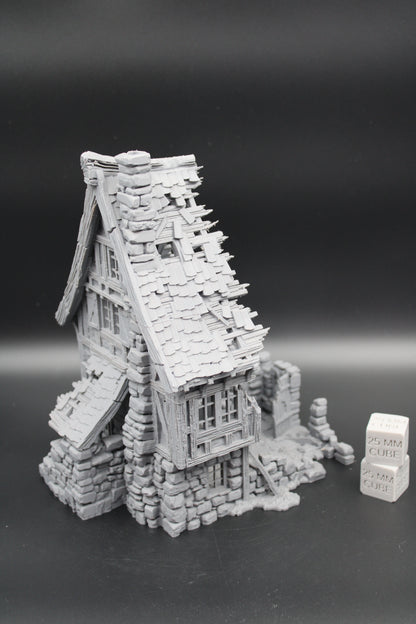 Tabletop Terrain Fantasy Medieval 7-1/2x6x9-1/2 Stone House Ruin Dnd RPG Wargame Skirmish 28mm